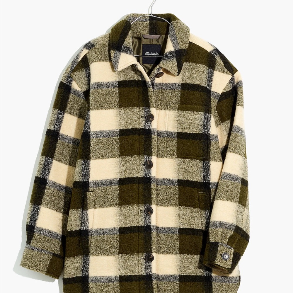 NWT Madewell Plaza Shirtjacket in Loden Plaid